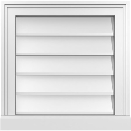 Ekena Millwork Vertical Surface Mount PVC Gable Vent w/ 2"W x 2"H , Brickmould Sill Frame, 18"W x 18"H GVPVE18X1803SN